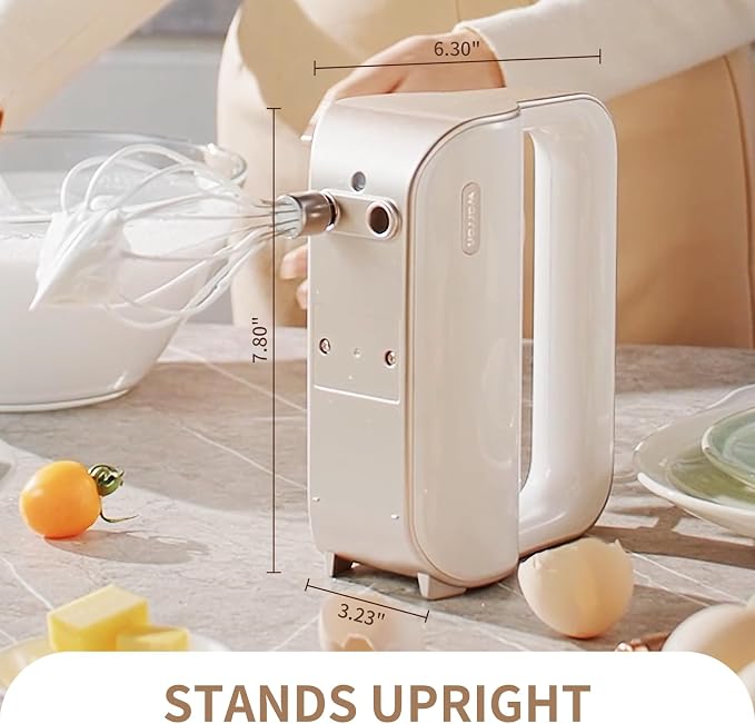 Hand Mixer Electric Handheld, 950W Peak Powerful, UL Certified for Safety | Lightweight Kitchen Mixer, Turbo for Baking, 6-Piece 304 Food-Grade Steel, 2 Beaters + 2 Dough Hooks + Whisk + Milk Frother