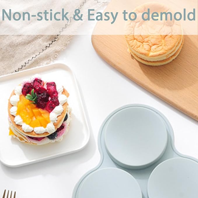 Silicone Egg Mold for Air Fryer, 3-Cup Round Baking Pan | BPA Free Food Grade, Fits 5QT 6QT 8QT, Easy to Clean, Heat Resistant, 9.02 x 9.02 in