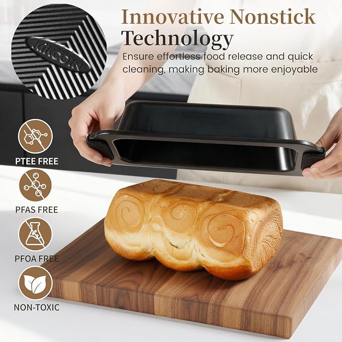 Kikcoin 25-Piece Nonstick Baking Pans Set with Large Turkey Roasting Pan, Stackable Bakeware Set, 450°F Oven Safe Baking Sheet Set with Silicone Handles, Carbon Steel Cookie Sheets for Baking, Black