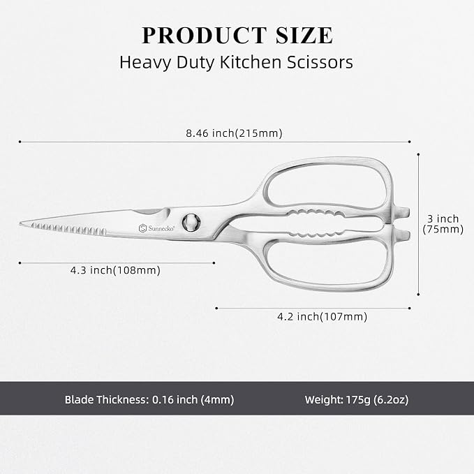 Kitchen Scissors for Food, Heavy Duty Scissors All Purpose Kitchen Shears That Come Apart, 8.5 Inch Fully Forged Stainless Steel