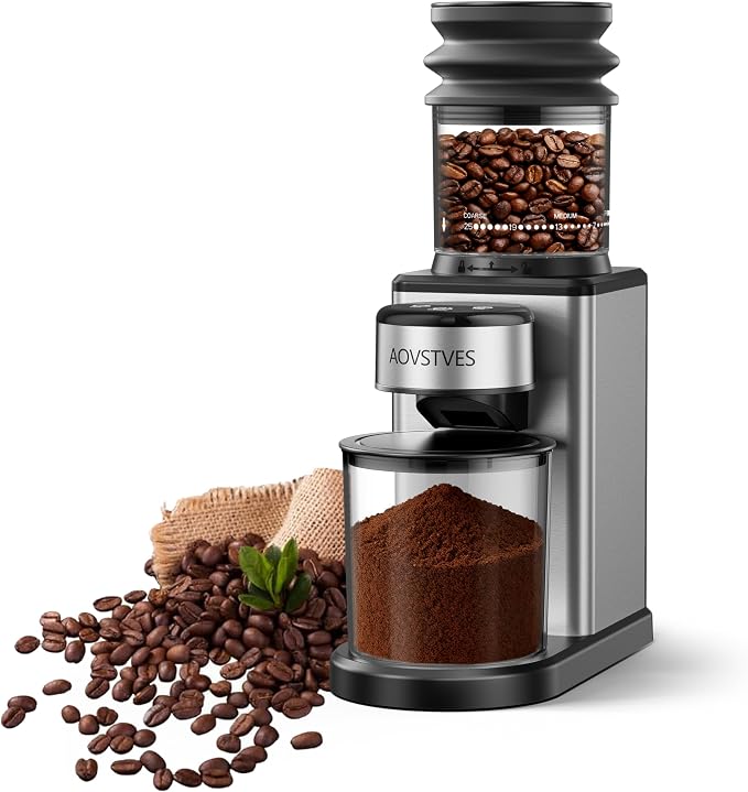 Electric Coffee Grinder, Suitable for Home Use, Features 25 Precise Grinding Settings, a 60-Second Timer Function, and an Easy-to-Clean Stainless Steel Coffee Bean Grinder