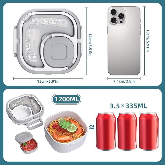 All-in-one Stainless Steel Bento Box with Insulated bag,Leak-Proof,1-Tier Bento box,Lunch Box With Portable Sauce Pod and Cutlery-for Kids/Toddler,Dishwasher Safe,White