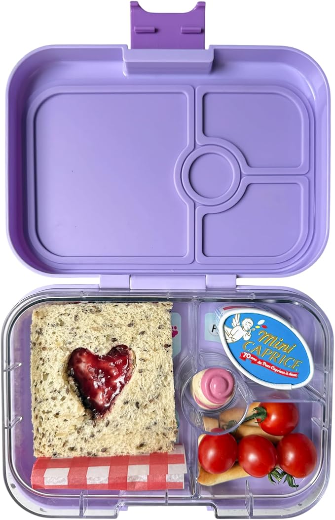 Yumbox Panino Leakproof Bento Lunch Box - Ami Purple (Friendship Tray) | Leakproof, Sandwich-friendly, Removable Tray with 3 Compartments + Dip well, BPA-Free, Easy Open Latch, Lightweight, Compact