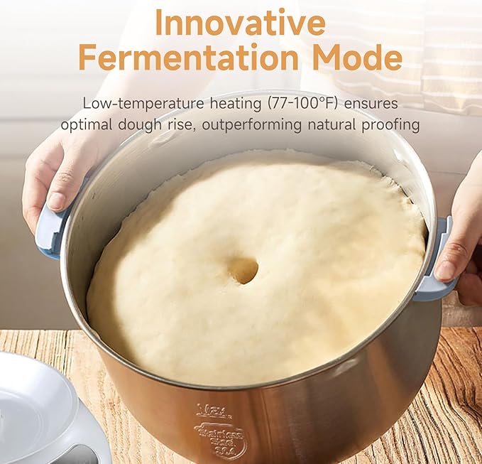 Joydeem Electric Dough Maker with Ferment Function, Microcomputer Timing, Face-up Touch Panel, 7.4Qt, 304 Stainless Steel, JD-HMJ7L