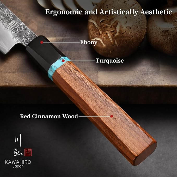5" Japanese Utility Knife, VG10 Paring Knife for Precision Prep | 3-Layer Steel, Petty Knife, Hand-Sharpened Edge, Compact & Lightweight, Effortless Peeling & Slicing, Velvet-Lined Gift Box