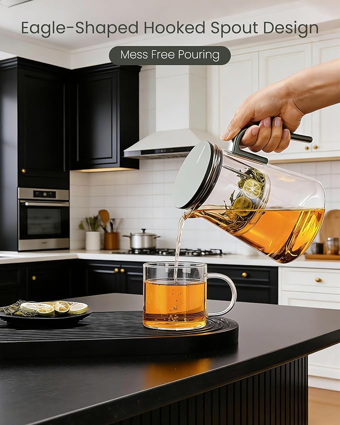 ZENS Magnetic Teapot, 34oz Magic Glass Infuser Pot for Loose Tea Steeper | Glass Teapot with Infusers for Loose Tea Steeper, Echanted Tea Pot for Herbal Tea Lovers, Dark Green