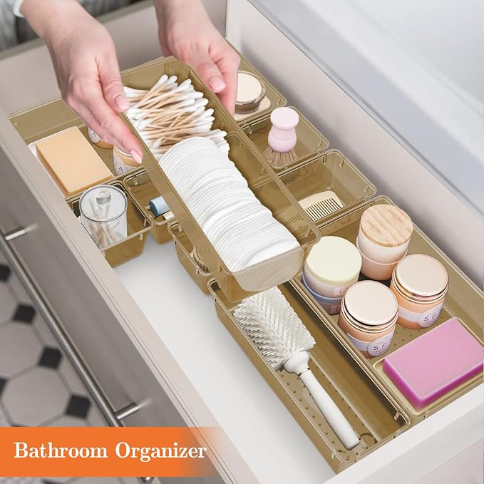 SpaceHacks 25 PCS Plastic Drawer Organizer, 4-Size Versatile Organizer Trays & storage Bins