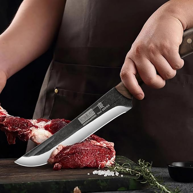 HOSHANHO Butcher Knife Set 3PCS, Sharp Fillet & Utility & Paring Knife Set | Hand Forged Kitchen Knife Set, Upgraded High Carbon Stainless Steel Meat Cutting for Home, Outdoor, Gift for Men