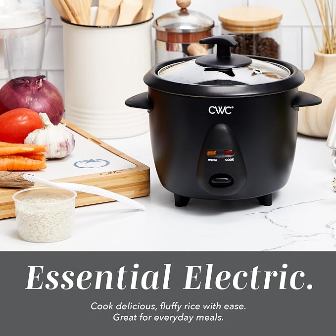 COOK WITH COLOR 6 Cup Rice Cooker 300W - Effortless Cooking and Perfectly, Cooks 3 Cups of Raw Rice for 6 Cups of Cooked Rice, Black