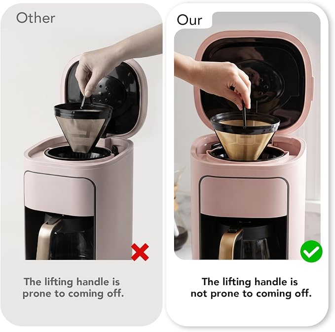 2 Pack Reusable Coffee Filters for Beautiful Drew Barrymore Coffee Maker | Food-Grade Material, Dishwasher-Safe, Eliminates Paper Waste, Saves Long-Term Costs, BPA-Free, Easy-Removal Handle Design