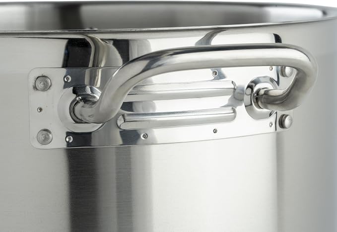Winware Stainless Steel 24 Quart Stock Pot with Cover,Silver | Dishwasher safe, Heating, Riveted handles for grip, Wide base for soups, Great for Stocks, Soups, Pasta and Batch Cooking
