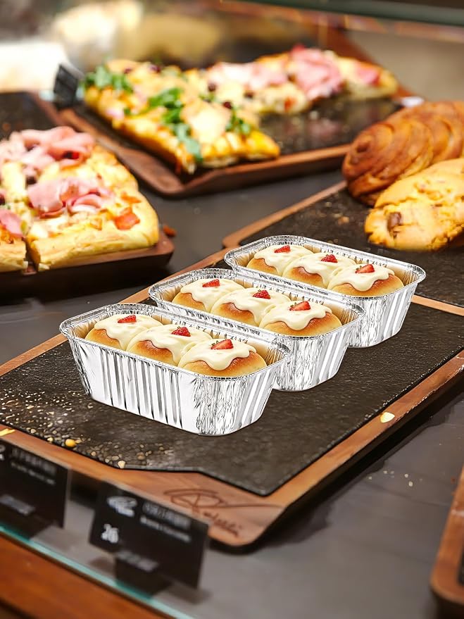 NEEBAKE 200 Pack 6x3.5x2 Disposable Aluminum Loaf Pans - 1 Lb Mini Loaf Pans, Small Aluminum Tin Foil Baking Pan, Food Containers for Baking, Cakes, Bread, Meat, Loaves