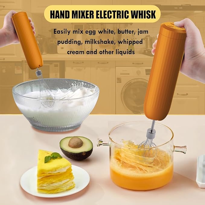 4-in-1 Electric Hand Mixer, Electric Whisk, Mini Onion Chopper 10Oz, Small Cordless Hand Blender, Milk Frother Wand for Coffee, Matcha, 4 Speed Rechargeable Food Processor for Baby Food Maker