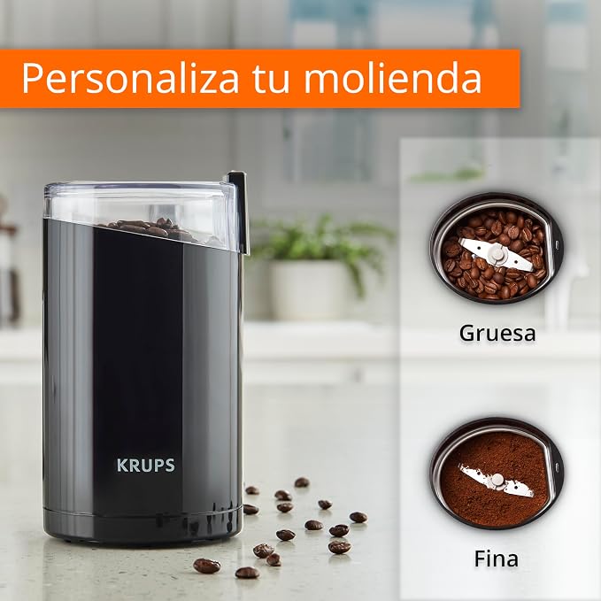 KRUPS Precision Electric Coffee Grinders, 3 oz Capacity, 200W Motor, Stainless Steel Blades for Uniform Grinding of Beans, Herb and Nuts, Coffee and Spice Grinder Electric, (Black)