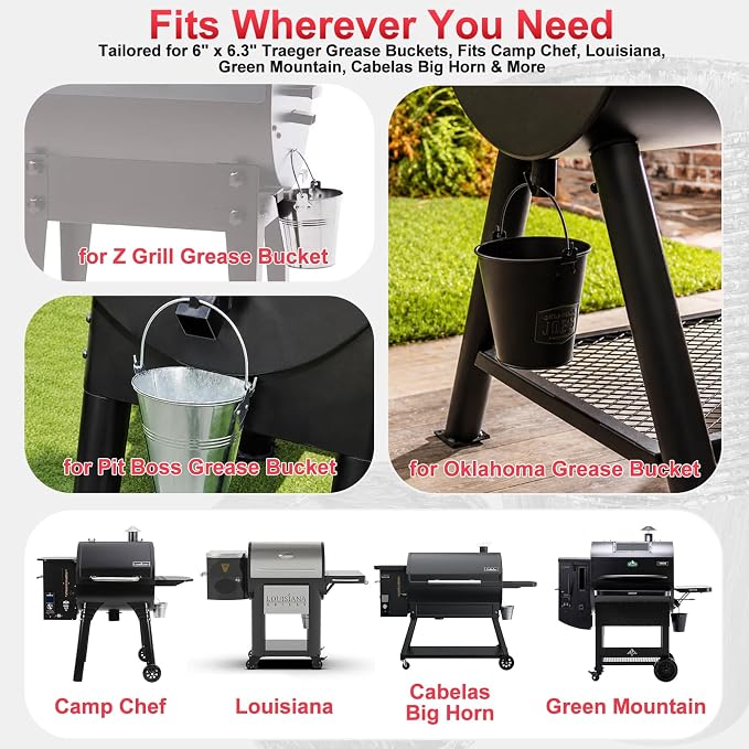 BAC608 Grease Bucket Liner for Traeger Timberline/Ironwood/Flatrock Grills | Fits Traeger timberline/timberline XL, lronwood/lronwood XL accessories, heat-resistant aluminum foil drip tray liner 30 pack