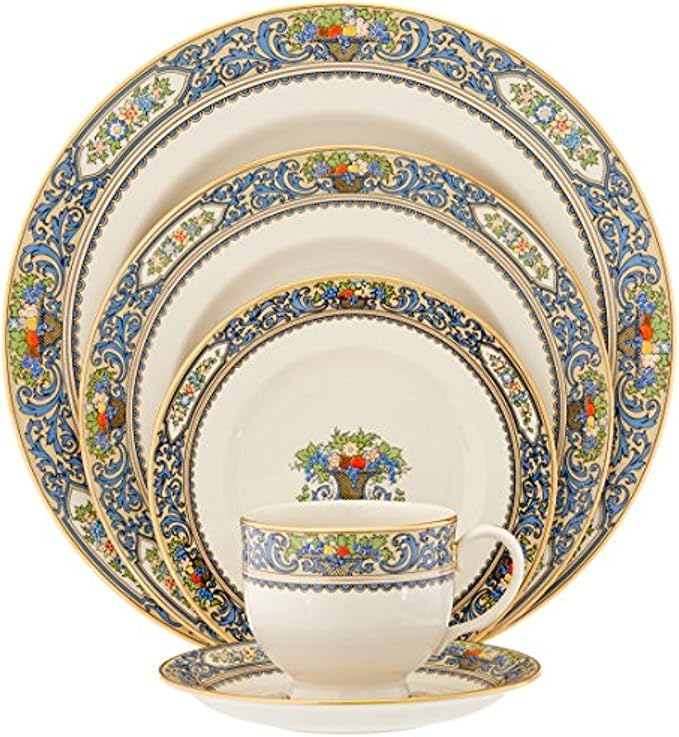 Lenox Autumn Porcelain 5-Piece Fall Dinnerware Set for 1 | ceramic, dishwasher safe | chip resistant, plates and bowls sets for kitchen and dining | 10.5 inch plate
