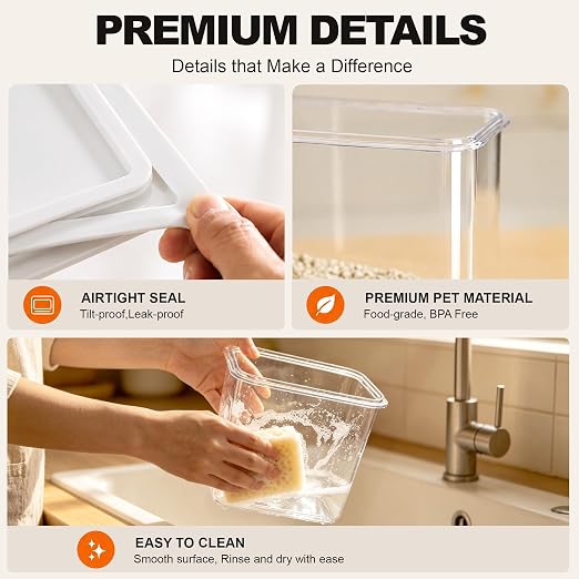 Trash Bag Organizer Under Sink Storage, 4 Piece Stackable Clear Storage Bins with Bamboo Lids, Fits 13/30/33 Gallon Bags, Organizer for Laundry Pods, Dishwasher Pods, Kitchen Pantry