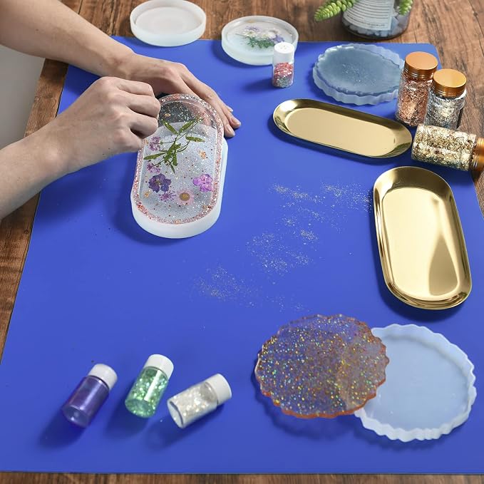 Sapid Large Silicone Sheet for Crafts Silicone Mat for Resin Art Painting | Extra Thick Jewelry Casting Mats,Nonstick Nonslip for Epoxy Resin,Art Painting,Heat-Resistant Counter Mat 20"x27.9" Dark Blue