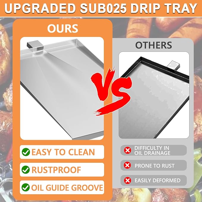SUB025 BBQ055 Drip Pan Replacement Parts for Traeger Drip Tray, Traeger Bronson 20, BBQ055.04 BBQ155.01 BBQ155.02 CAN155.01 CAN155.45 TFB29LZA BBQ055.00 Junior Elite 20, Tailgater 20 Grease Tray
