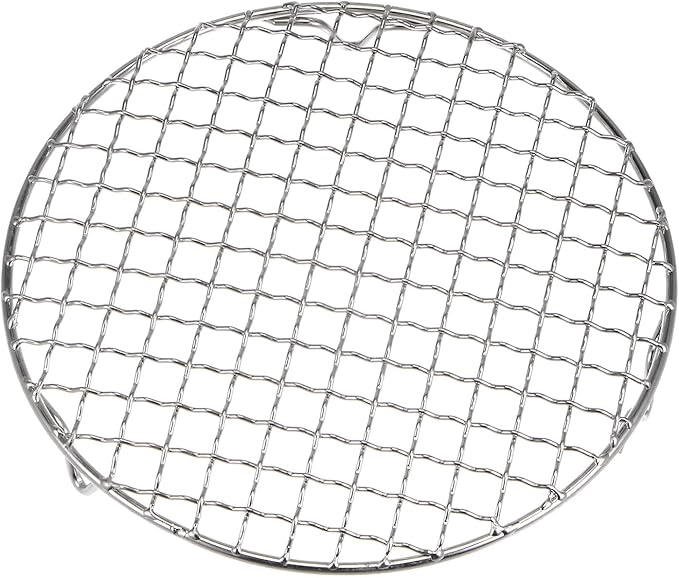 HARFINGTON Round Cooking Rack 7-inch 201 Stainless Steel Cross Wire Barbecue Grill Net with 20mm Legs for Cooking Baking Steaming BBQ