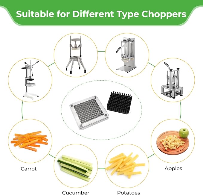 Replacement Chopper 1/4" Blade Commercial Vegetable Chopper Dicer Stainless Steel Blade for Fruit Cutting Machine Tomato French Fries Cutter | 420 Stainless steel, sharp uniform 1/4" dicing, wide chopper compatibility, for fries, onions, tomatoes, cucu...