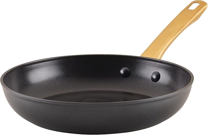 Farberware Forged Induction Ceramic Cookware Nonstick Frying Pan/Skillet, Dishwasher Safe, Suitable for All Stovetops, 10 Inch Fry Pan - Black and Gold