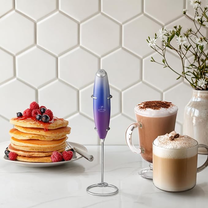 Zulay Kitchen Powerful Milk Frother Wand With Duracell Batteries - Ultra Fast Handheld Drink Mixer - Electric Whisk Foam Maker for Coffee, Lattes, Cappuccino & Matcha - Z1 Motor - Firework