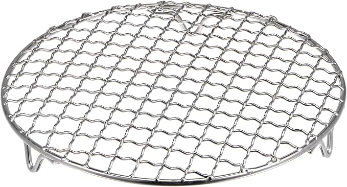 HARFINGTON Round Cooking Rack 7.5-inch 201 Stainless Steel Cross Wire Barbecue Grill Net with 20mm Legs for Cooking Baking Steaming BBQ