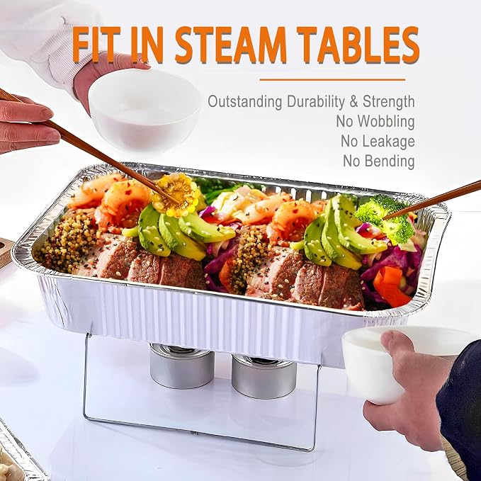 Aluminum Foil Pans 9x13 Disposable - Half Size Aluminum Foil Heavy Duty deep Steam Table Pan, Tin foil Turkey Sheets Tray Chafing Grill Accessories for Cooking, Baking, Storing, Food Prepping (30)