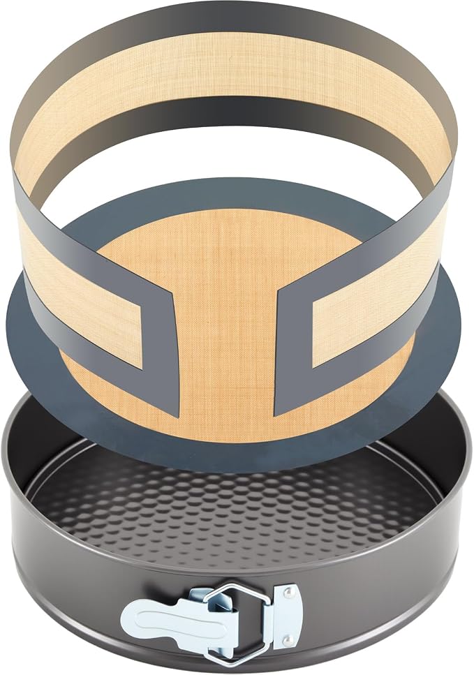 Honeydak 9 Inch Springform Pan with Silicone Baking Mat Set Non-stick Cheesecake Pan with Removable Bottom Protector Prevent Cake from Sticking to Bottom and Side Easy Clean Silicone Liners for Baking