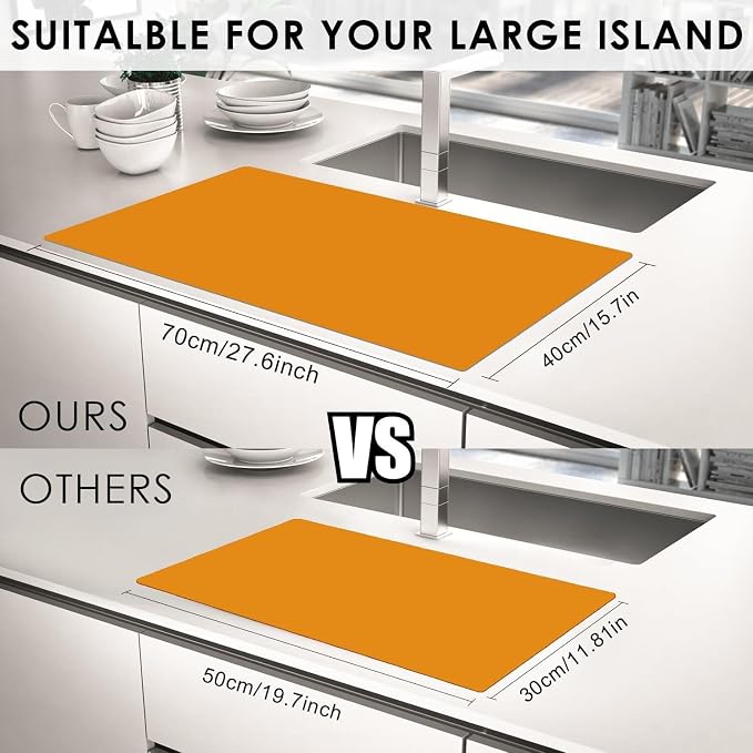 Extra Large Silicone Mats for Kitchen Counter, 27.6'' x 15.7'' Silicone Placemats for Kids, Nonstick Silicone Mat for Baking Crafts, Nonskid Heat Resistant Mat Orange Kids Placemats for Table,1Pcs
