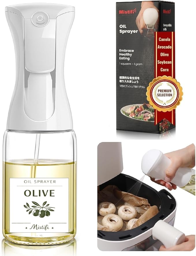 oil spray Premium 150ml Glass. Fine Mist Spray Bottle for Air Fryer, Olive Oil, Healthy Nonstick Frying, Commercial & Home Kitchen Use (PS88605)
