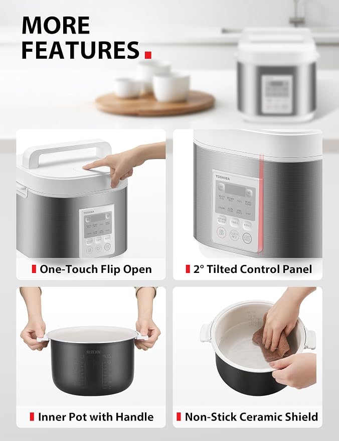 TOSHIBA Rice Cooker Heritage Bento Box, Digital Control, 10-Cup Uncooked Rice Capacity, 9 Functions with 3D Heating and 24-Hour Auto Keep Warm