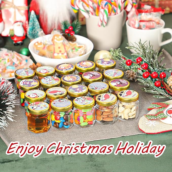 60 Pcs 1.5 Oz Mini Honey Jars with Airtight Lids,Hexagon Glass | Hexagon Glass Jars for Honey,Jam,Candle Making,Spice Storage,Wedding Favors,Party Decorations,Containers & DIY Projects