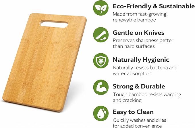 Handcrafted Bamboo Cutting Board – Genuine U.S.A. Made, Multiple Sizes – Premium Bamboo Wood, Perfect for Kitchen Prep or Personalized Engraved Gifts (Large)