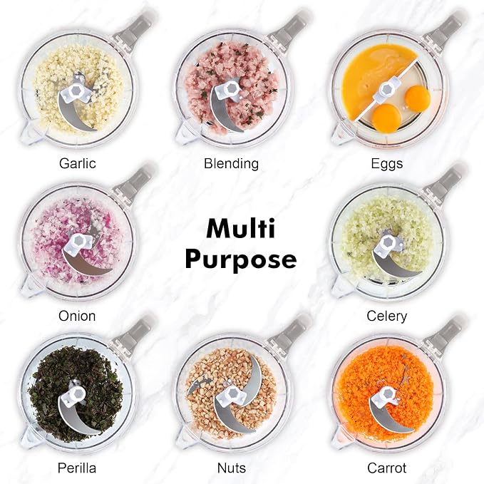 Geedel Large Food Chopper Vegetable Chopper, Manual Food Processor, 3 Cups | 3-in-1: Chop, Blend & Whisk, No BPA, Effortless Handle, Sharp Blade for Vegetable, Fruit, Meat, Nut, Ice, Salad, Salsa, etc