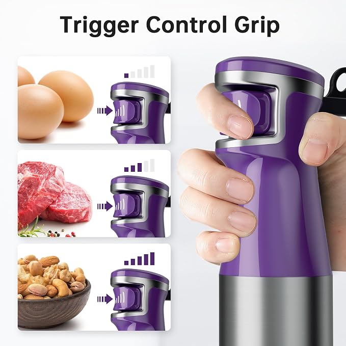 Turelar Immersion Blender Handheld 5 in 1 Hand Blender Set 1100W Heavy Duty | Trigger Variable Speed, Emulsion Stick Mixer with Food Processor, Whisk, Frother, for Soup, Puree, Baby Food, Anti-scratch