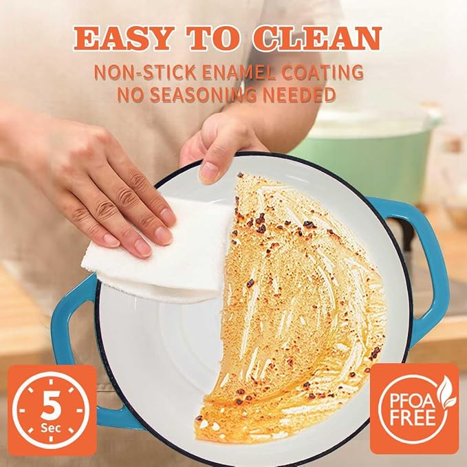 6 Quart Enameled Cast Iron Dutch Oven for Bread Sourdough Baking, Round Heavy-Duty Bread Loaf Pan with Lid, for Stews, Roasts