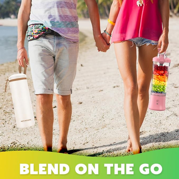 Portable Blender Personal Juicer for Shakes Smoothies with Insulated Sleeve | 20 Oz Electric Protein Shaker Bottle, Travel Lid, USB-C Rechargeable, Mini Small Cordless Blender Cup for Kitchen Travel Gym
