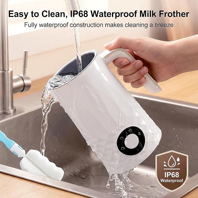 COFUN Milk Frother, 4-in-1 Electric Milk Frother and Steamer | 11.8oz Automatic Hot & Cold Foam Maker, Dishwasher Safe, Quiet Operation for Coffee, Latte, Cappuccino, Hot Chocolate (White)