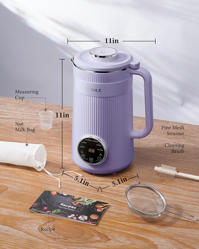KIDISLE 8 in 1 Nut Milk Maker Machine, 32oz Self-Cleaning Automatic Blender | Almond, Soy, Oat, Coconut, Rice Paste & Juice, No Soaking, 12H Delay Start + Keep Warm, Boil Water, Fresh Homemade