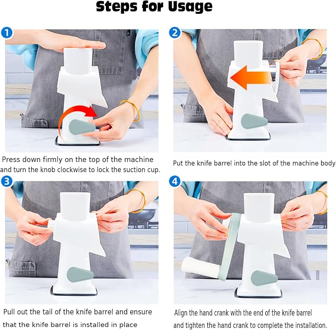 Dachenus Cheese Grater Rotary Cheese Grater,Versatile Cheese Shredder | Powerful suction cup base,Suitable for a wide range of ingredients,Safe hand-protection design,Detachable and easy to clean
