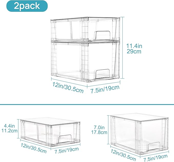 Vtopmart 8 Pack Clear Stackable Storage Drawers