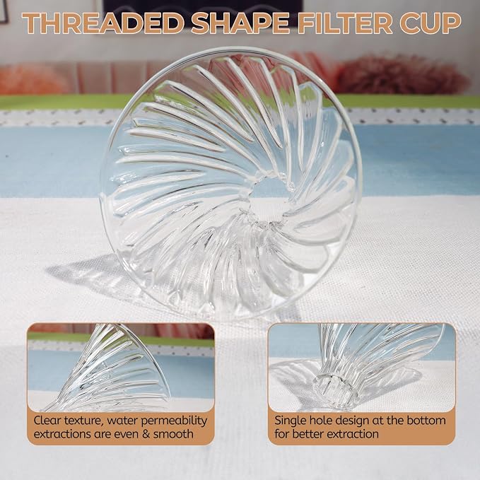 Pour Over Coffee Maker 400ml Borosilicate Glass Drip | Coffeemaker Server Set with 50pcs V60 Cone Paper Filters Walnut Collar Glass Lid Clear Hand Brew Dripper Carafe 13.5oz