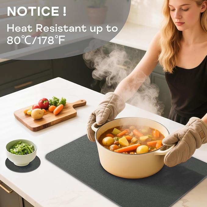 Faux Leather Placemats Set of 6 Waterproof Table Mats with Coaster | 17×12 In Heat Resistant Place Mats Set of 6 Wipebale & Washable Table Placemats for Kitchen Dining Indoor & Outdoor DeepGray