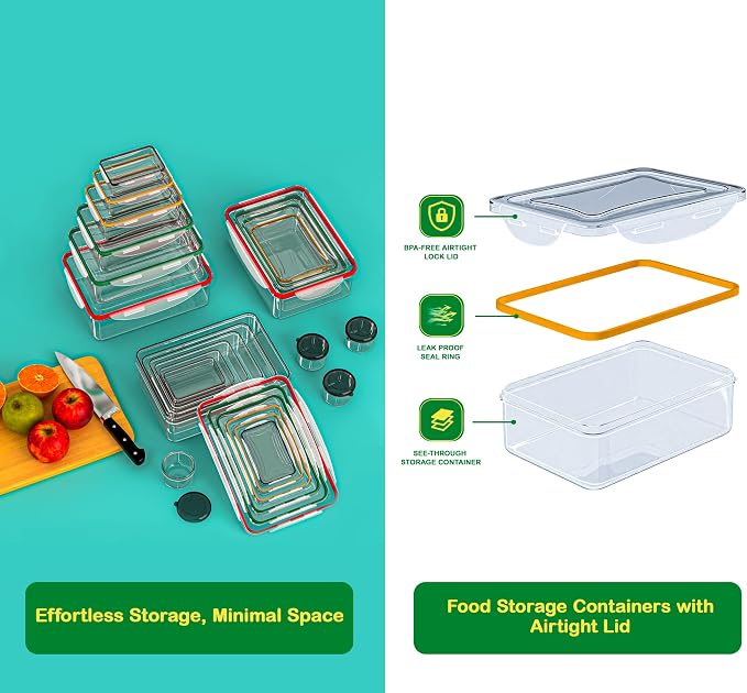 70 Pcs Large Food Storage Containers with Lids Airtight-2500ML to Small Box,Total 22812 ML Stackable Kitchen Bowls Set(35 Containers,35 Lids)-BPA Free Leak proof Plastic Boxes-Microwave safe