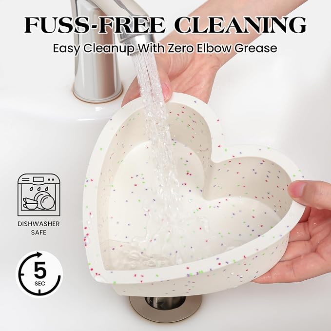6 Inch Small Heart Shaped Cake Pans Silicone for Baking, 2 Pcs | Nonstick, Easy to Clean, BPA-free, Heat Resistant up to 446℉, Durable
