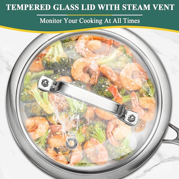 DELARLO Full-body Clad Tri-Ply Stainless Steel 2.5 Quart Saucepan with Lid | Stainless Steel Pot Induction Cooking Sauce Pot Pan, Heavy Duty Saucier Cookware, PFOA&PTFE Free