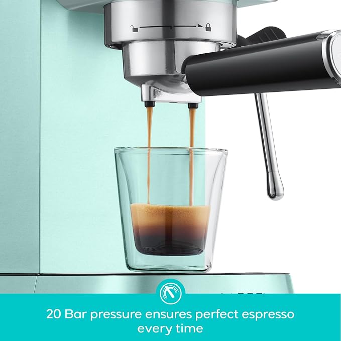 CASABREWS CM5418 Espresso Machine, Small Coffee Maker with Steam Wand | Stainless Steel, 20-Bar Pump, Built-in Pressure Gauge, Powerful Steam Wand for Cappuccino Latte for Home, 34oz Water Tank