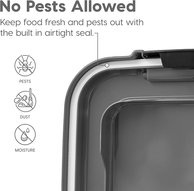 IRIS USA Dog Food Storage Container, Up to 30+11 lbs, Dark Gray | Made in the USA, Includes 2-Cup Scoop & Wheels, Airtight Seal, BPA-Free, Bird Seed, Cat food, Cat Litter, Treats, Toys
